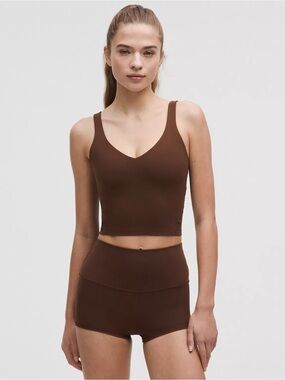 Lululemon Align Cropped Tank Top Brown Size 4 Built-In Shelf Bra